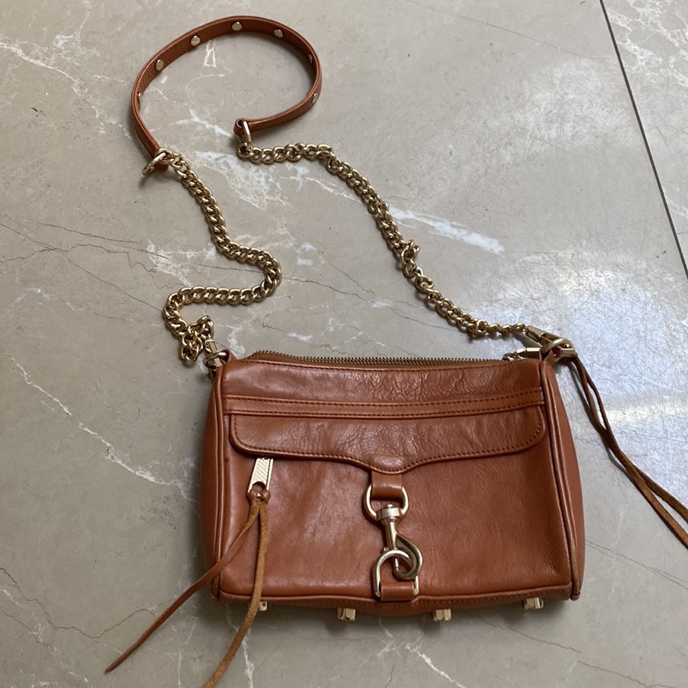 Rebecca Minkoff Tan Leather Crossbody Bag with Gold Hardware - Picture 4 of 6